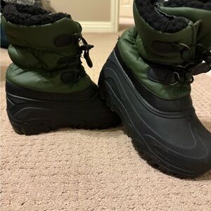 Green and Black Winter Boots